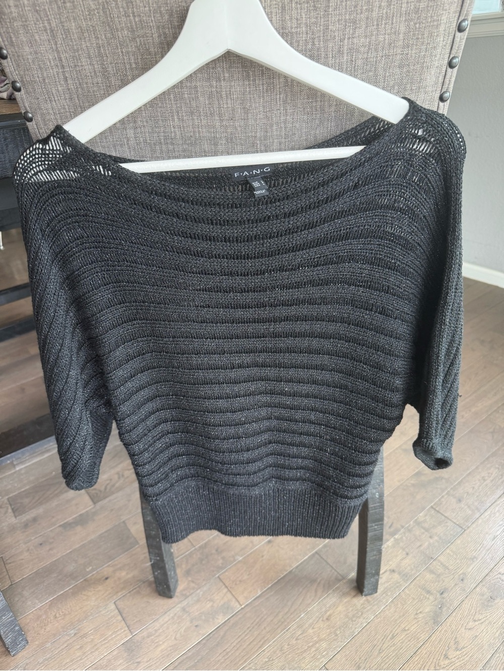 FANG Black Open-Knit Boatneck Sweater